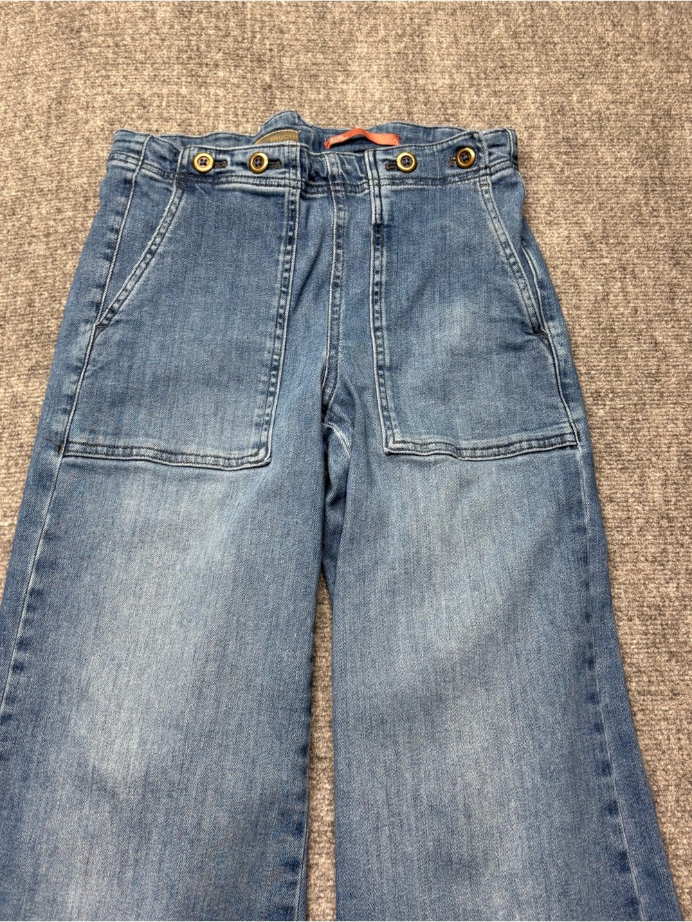 Pilcro Anthropologie Jeans Womens 26 Blue Wide Leg Cinch Buckle Back Denim - Picture 12 of 16